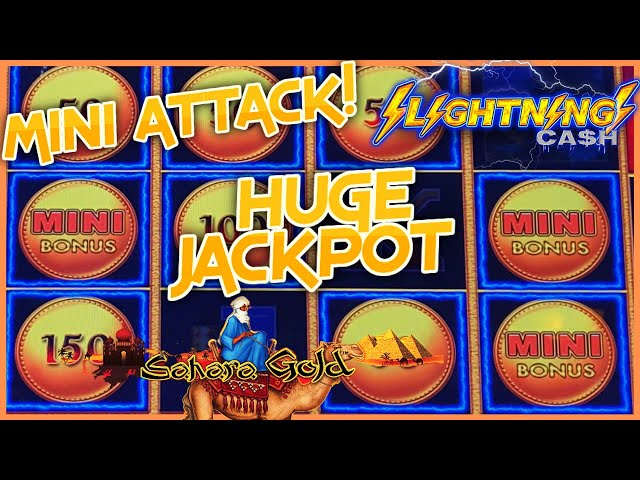 HIGH LIMIT Lightning Link Sahara Gold HUGE HANDPAY JACKPOT $50 Bonus Round Slot Machine Casino