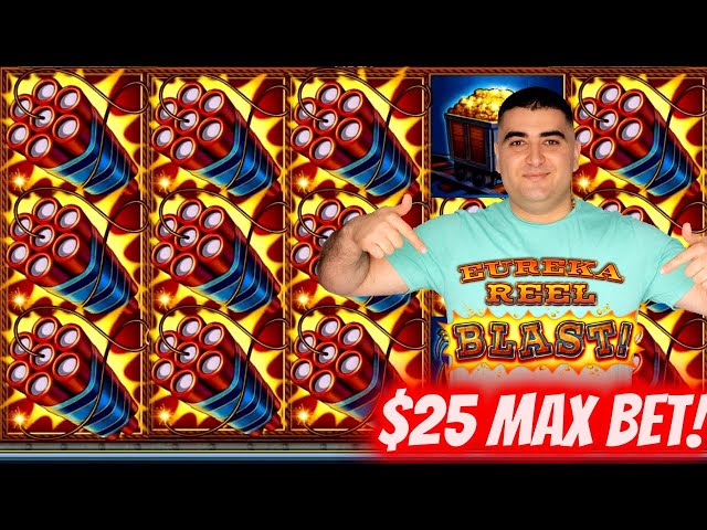High Limit EUREKA BLAST Lock It Link Slot Machine $25 Max Bet Bonus | Live Slot Play | SE-7 | EP-18