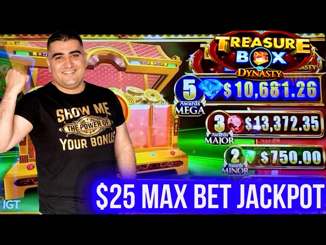 HANDPAY JACKPOT On High Limit TREASURE BOX Slot Machine – $25 Max Bet ! Casino Jackpot