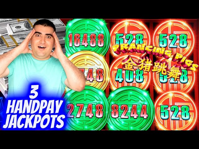 3 HANDPAY JACKPOTS On High Limit Prancing Pigs Slot Machine | Winning Money In Las Vegas Casinos P-1