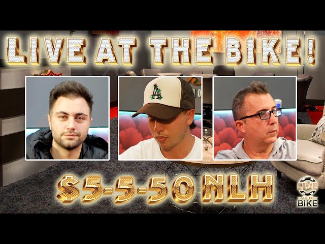 LIVE ACTION POKER $5/5+50 BBA NLH Cash game! Live at the Bike!
