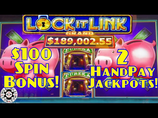 Lock It Link Eureka Reel Blast & Piggy Bankin HANDPAY JACKPOTS ~ HIGH LIMIT $100 Bonus Slot Machine