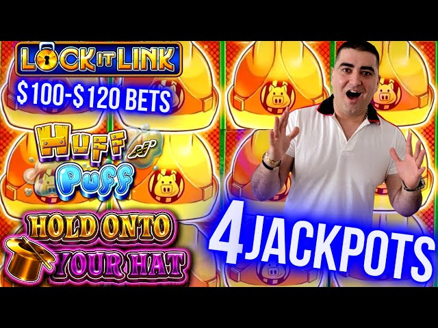 4 HANDPAY JACKPOTS On High Limit Lock It Link Slot Machines – $100/$120 SPINS