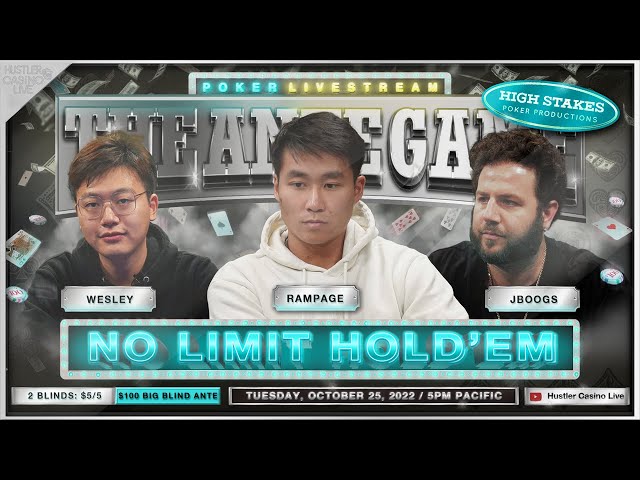 Rampage Plays $5/5/100 Ante Game w/ Wesley, JBoogs & Kennedy – Commentary by Charlie Wilmoth