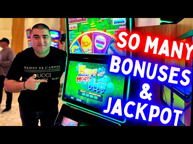 Too MUCH Bonuses & JACKPOT On Huff N More Puff Slot Machine