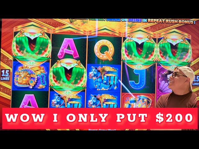 THE GREATEST RUN ON CHILI CHILI FIRE HOT RUSH SLOT! 4 BONUS SYMBOLS TRIGGER TWICE! #slots