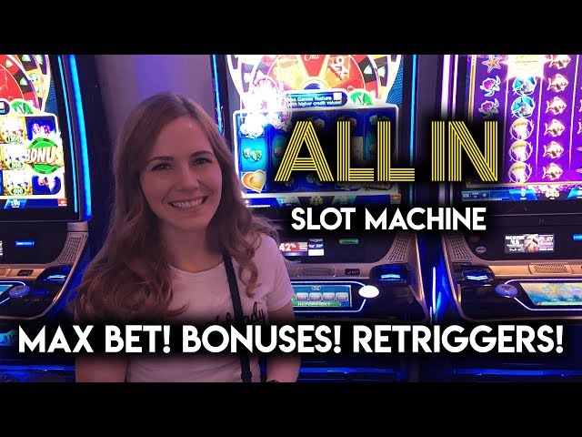 ALL IN! Slot Machine! Max Bet Bonus + Lots of Re-triggers!