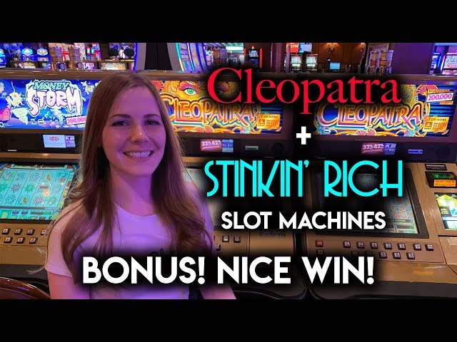 Nice Win on Stinkin Rich! Cleopatra Slot Machine BONUS!