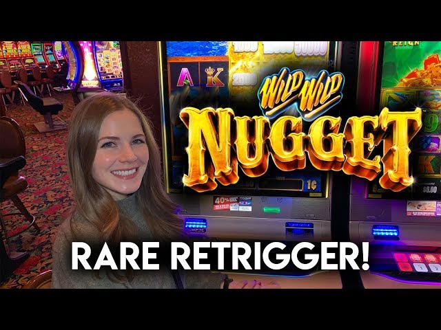30 Free Games! Wild Wild Nugget Slot Machine! Rare Re-Trigger BONUS!!