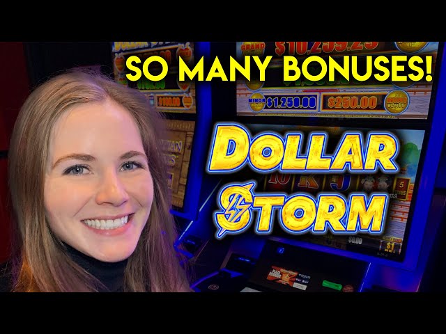 So Many BONUSES! Dollar Storm Slot Machine!