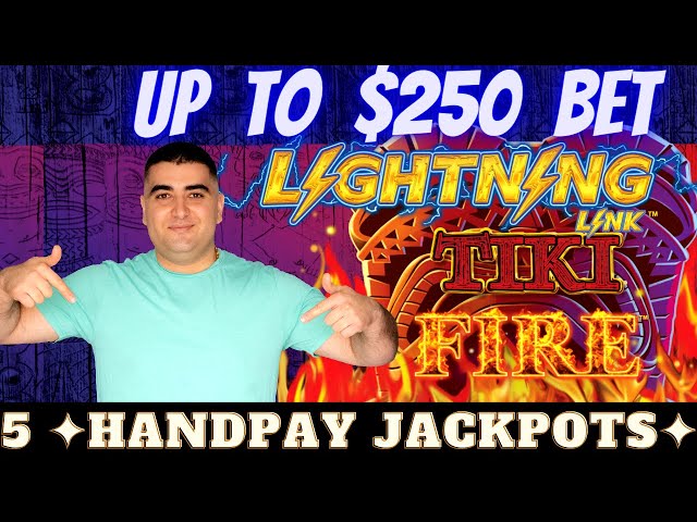 Up To $250 A Spin High Limit Lightning Link Slot Machine & 5 HANDPAY JACKPOTS | High Limit Slot Play