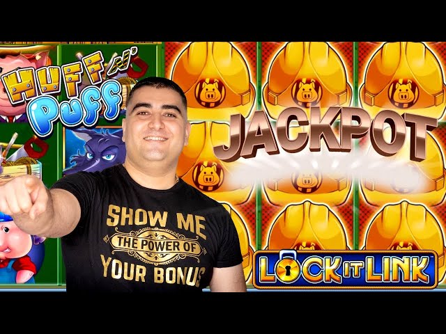 Huff N Puff Lock It Link Slot Machine HANDPAY JACKPOT – Max Bet | Live Slot Play At Casino PART-1
