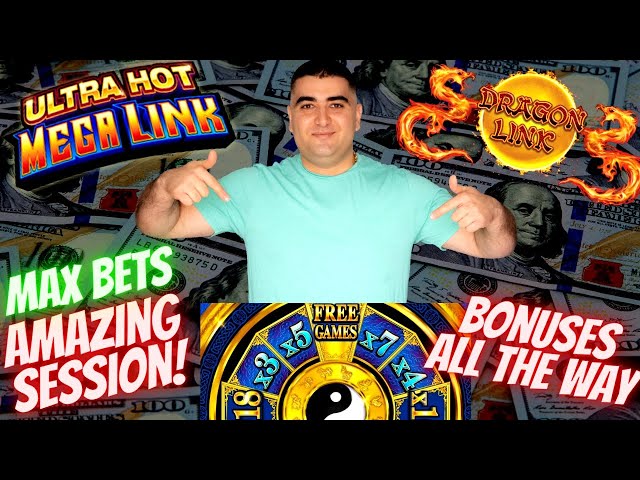 Slot Machine Max Bet Bonuses & Big Win | Live Slot Play At Casino | Ultra Hot Mega Link, Dragon Link