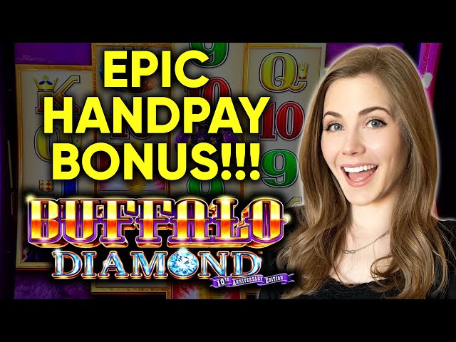 AMAZING JACKPOT HANDPAY! MORE THAN 100 FREE GAMES! Buffalo Diamond Slot Machine!! CRAZY BONUS!!