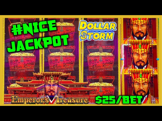 HIGH LIMIT Dollar Storm Emperor’s Treasure HANDPAY JACKPOT$25 BONUS ROUND Slot Machine Casino