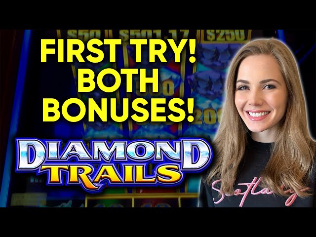 Nice BONUS! First Try on Diamond Trails Slot Machine! Free Spins + Re Spin Feature