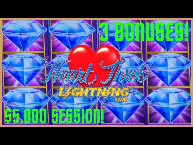 Lightning Link Heart Throb HIGH LIMIT (3) Bonus Rounds Slot Machine Casino