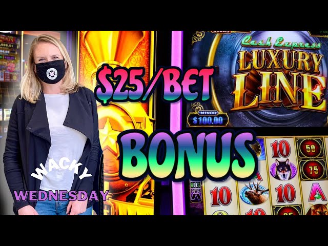 WACKY WEDNESDAY W/ GRETCHEN #19 Cash Express Luxury Line Buffalo ~ $25 Bonus Rounds Slot Machine