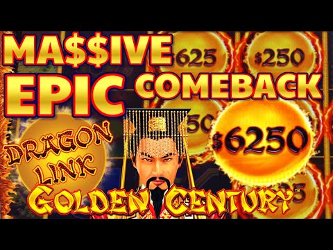 Dragon Link Golden Century MASSIVE EPIC COMEBACK (3) HANDPAY JACKPOTS ~ HIGH LIMIT $125 Bonus Round