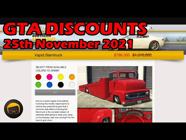 GTA Online Discounts, Bonuses & News (25th November 2021)