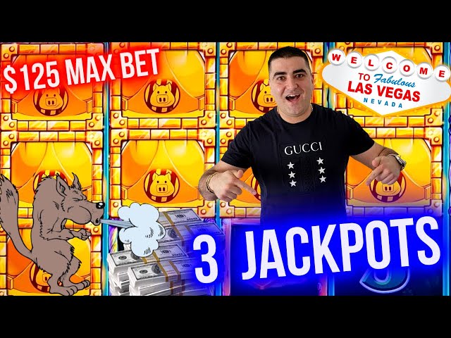 $125 A Spins Huff N Puff Slot 3 HANDPAY JACKPOTS | Winning Money At Casino