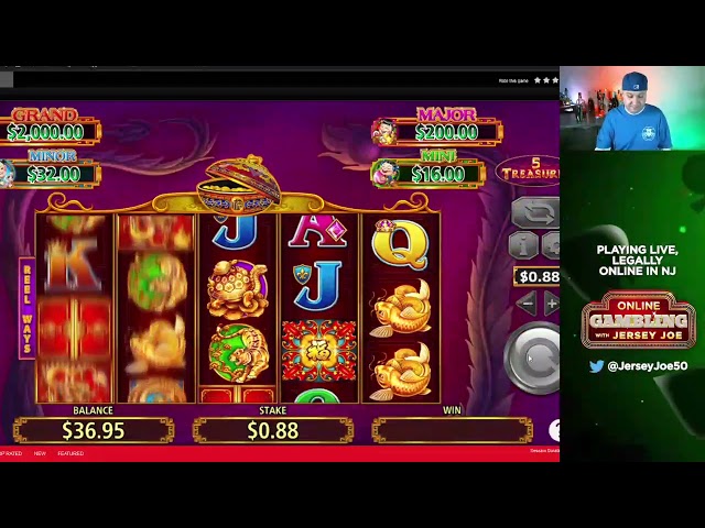 5 Treasures slots LIVE with BONUS [Online Gambling with Jersey Joe # 175]