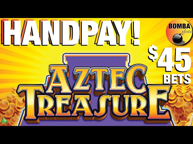 HANDPAY JACKPOT! Aztec Treasure $45 BETS Casino Slot Machine Play at Wynn Las Vegas!