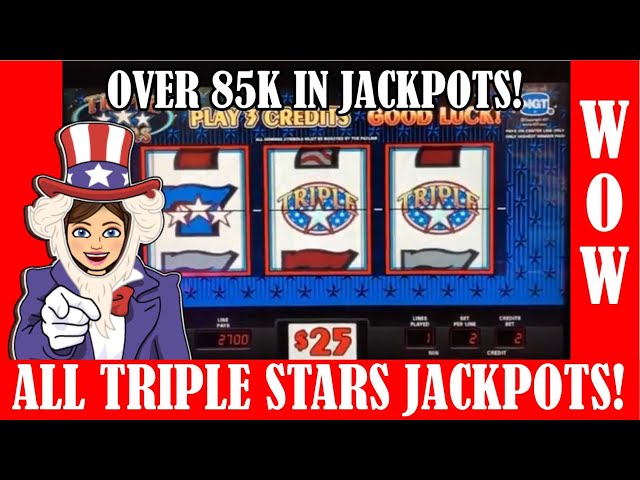 ALL HIGH LIMIT TRIPLE STARS SLOT JACKPOTS COMPILATION OF OUR FAVORITES! OVER 85K IN HANDPAYS!