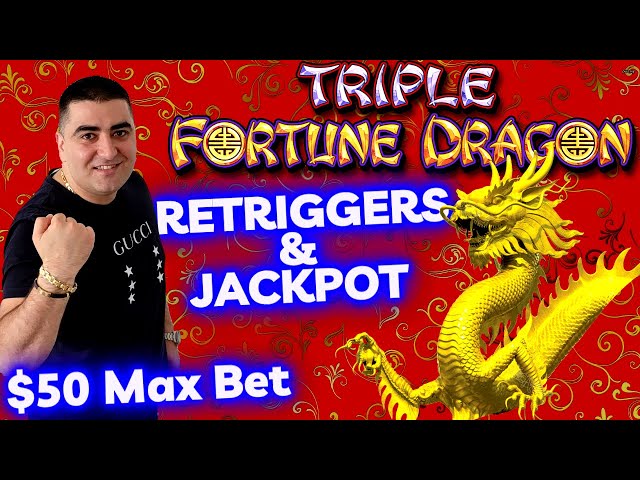 $50 Max Bet Bonus & RE-TRIGGERS On High Limit Triple Fortune Dragon Slot