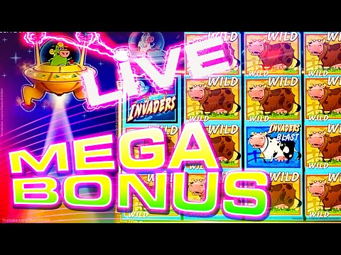 LIVE MEGA BONUS!!! Invaders Attack from the Planet Moolah – CASINO VIDEO SLOT & SURPRISE ENDING!
