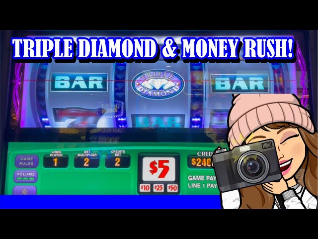 High Limit Triple Diamond Slot Machine Live Play Chasing a Bonus on Money Rush!