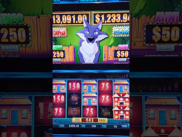 Nice Bonus Win On Huff N Puff Slot Machine