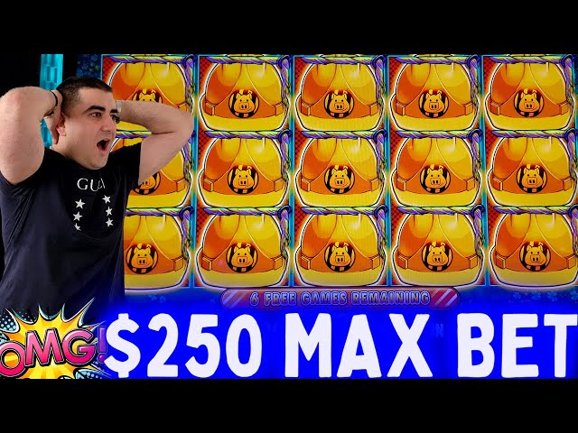 $250 Max Bet FULL SCREEN Jackpot On Huff N More Puff Slot ! PART-2