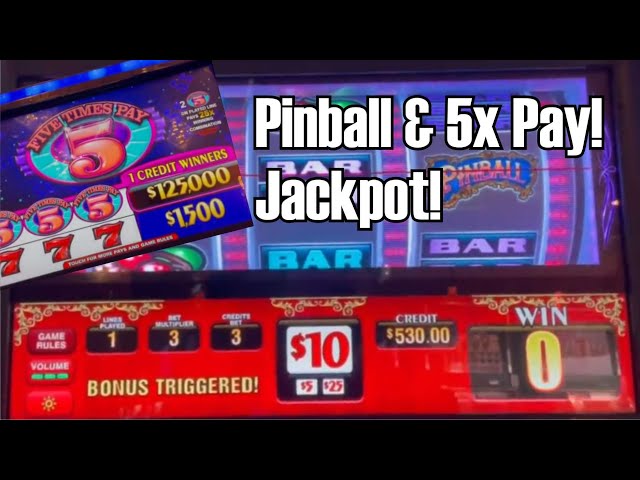 Pinball & $25 5X Pay Slot Machine Live Play! HandPay Jackpot!