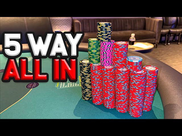 5 WAY ALL IN FOR OVER $10,000 IN THE VERY FIRST HAND! C2B Poker Vlog Ep. 159