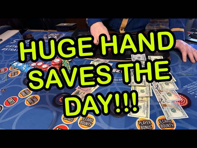 3 CARD POKER in LAS VEGAS! HUGE HAND SAVES THE DAY!!