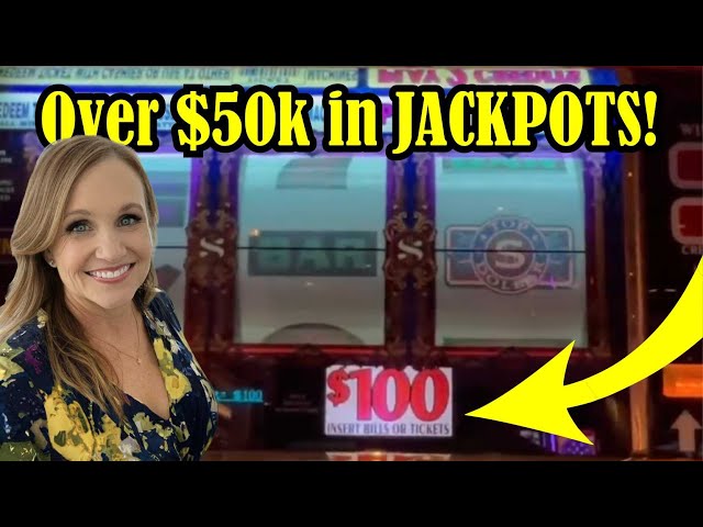 Over 50K in Slot Jackpots! EPIC $100 Top Dollar Slots Compilation | Staceysslots.com