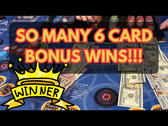 3 CARD POKER in LAS VEGAS! SO MANY 6 CARD BONUS WINS!!!