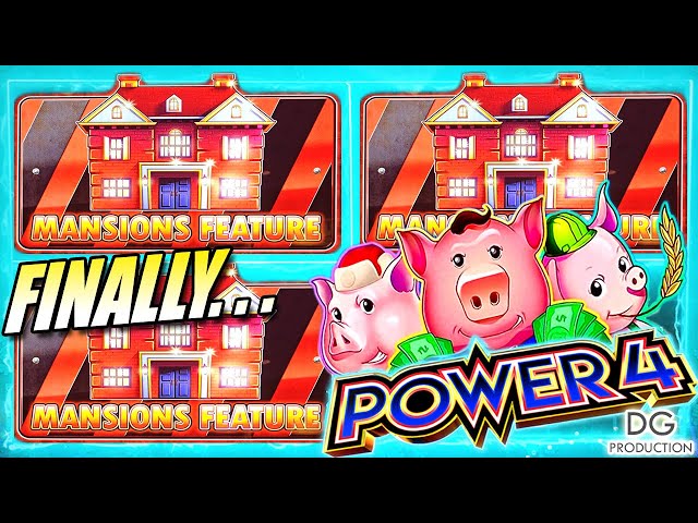 FINALLY MY 1ST MANSION Feature on Huff N More Puff Power 4 Slot Machine