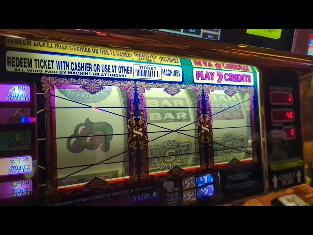 Playing an old favorite ! 5 liner top dollar slots at the Treasure Island casino in Las Vegas.