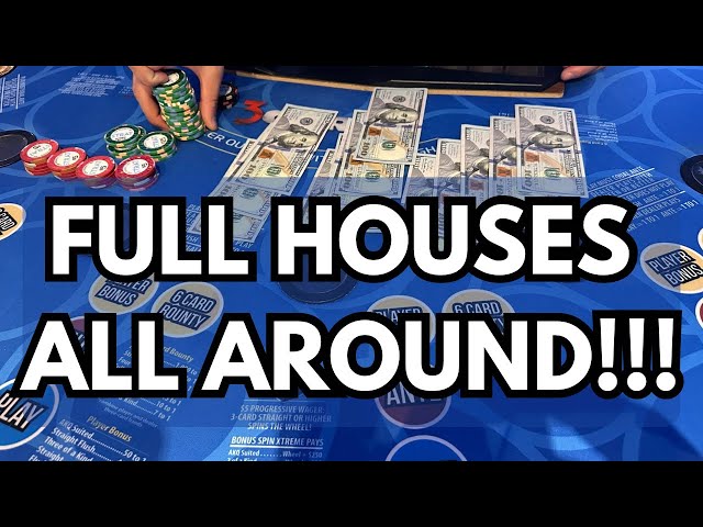 3 CARD POKER in LAS VEGAS! FULL HOUSES ALL AROUND!!! #poker #lasvegas