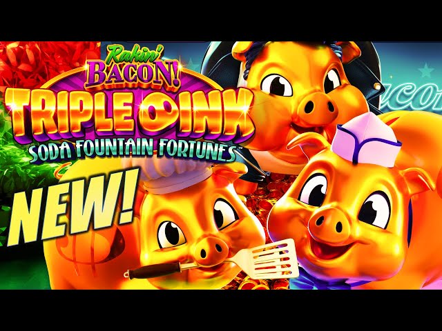 BRAND SPANKING NEW!! RAKIN’ BACON TRIPLE OINK (SODA FOUNTAIN FORTUNES) Slot Machine (AGS)