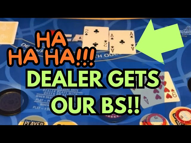 3 CARD POKER in LAS VEGAS! DEALER GETS OUR BS! Hahaha!!! #poker