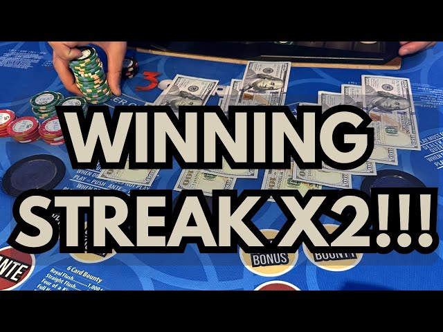 3 CARD POKER in LAS VEGAS! WINNING STREAKS x2!! #poker #3cardpoker