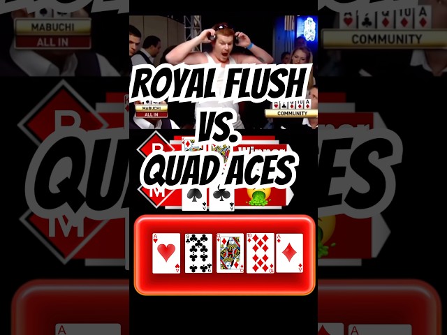 All in with Quad Aces and get shot down with a Royal Flush! #poker