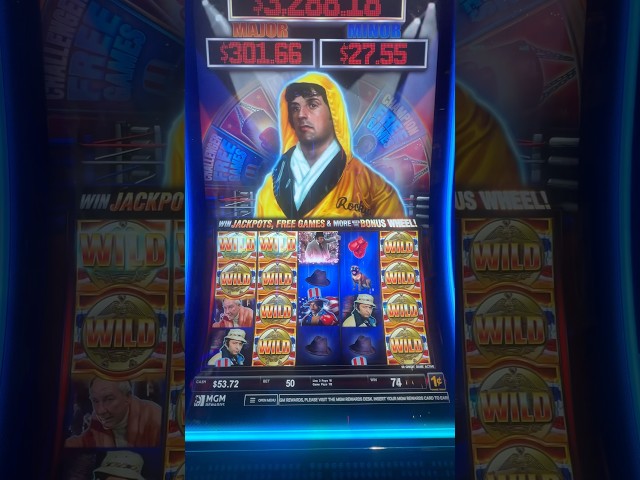 ROCKY SLOT AT THE COSMO | $5 SPIN Who got knocked out? #casino #gambling #lasvegas