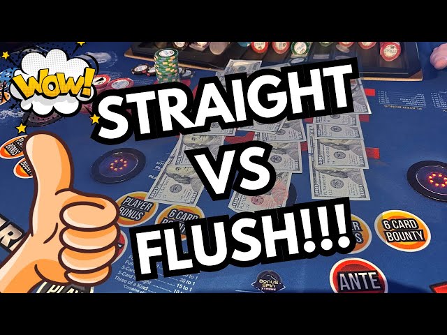 3 CARD POKER in LAS VEGAS! STRAIGHT VS FLUSH!!! YES!!