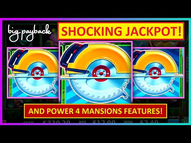 JACKPOT! Huff N’ Even More Puff HIGH LIMIT Slots! Power 4 Mansions Feature BONUS VIDEO!